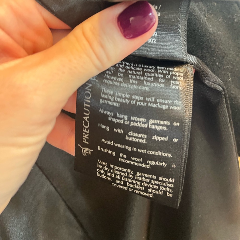 Mackage - Nixie Pea Coat - Black Wool Cashmere Blend & Leather Trim - Size XS - Picture 13 of 16